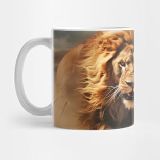 Lion Animal Wildlife Wilderness Colorful Realistic Illustration Mug